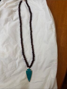 Baublebar Beaded Necklace with Teal Arrowhead Pendant 20’ inch long